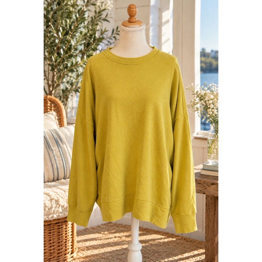 Aerie Oversized Sweatshirt Women’s XL Mustard Yellow Crewneck Tunic Pullover